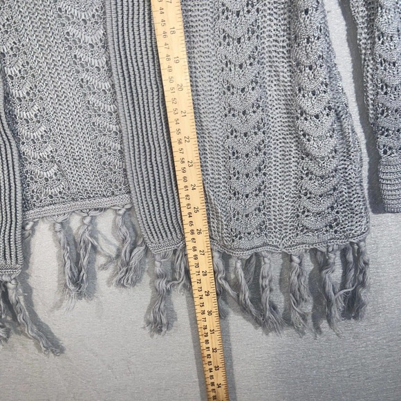 Ruby Rd Cardigan Womens Large Grey Long Sleeve Tight Knit Tasseled Casual Adult - Picture 4 of 11